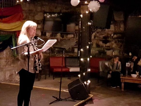 Fiona D'Silva reads at July's Words Out Loud.