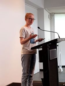 Jessica Wilkinson reads during the Weathering the Future launch, Saturday 8 December 2018.
